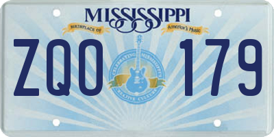 MS license plate ZQO179