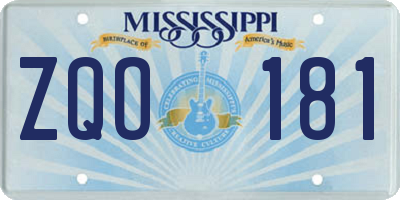 MS license plate ZQO181