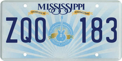 MS license plate ZQO183