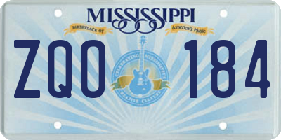 MS license plate ZQO184