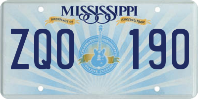 MS license plate ZQO190
