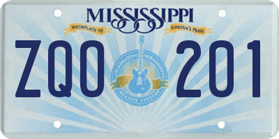 MS license plate ZQO201