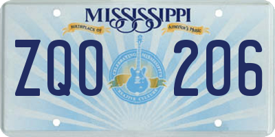 MS license plate ZQO206