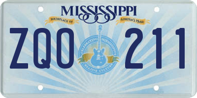 MS license plate ZQO211
