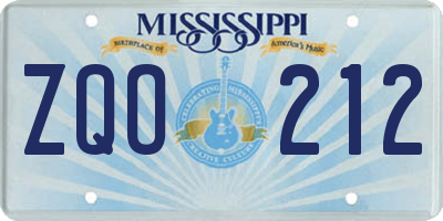 MS license plate ZQO212