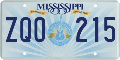 MS license plate ZQO215