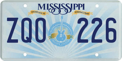MS license plate ZQO226