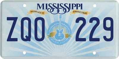 MS license plate ZQO229
