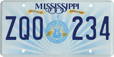 MS license plate ZQO234
