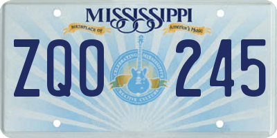 MS license plate ZQO245