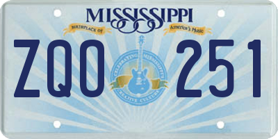 MS license plate ZQO251