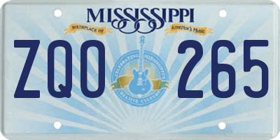 MS license plate ZQO265