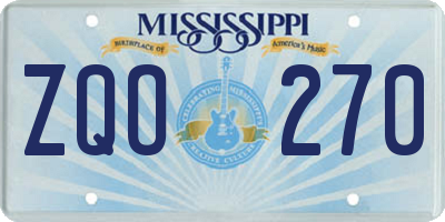 MS license plate ZQO270