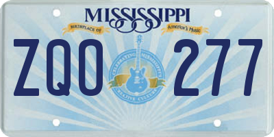 MS license plate ZQO277