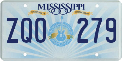 MS license plate ZQO279