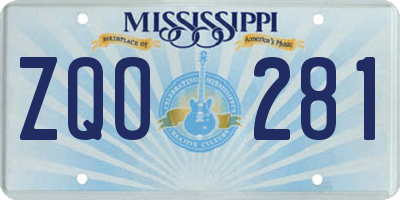 MS license plate ZQO281