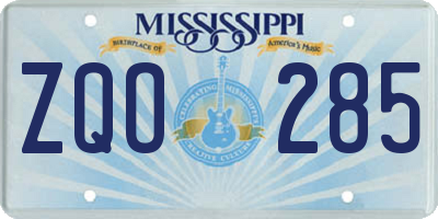 MS license plate ZQO285