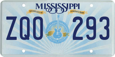 MS license plate ZQO293