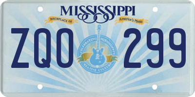 MS license plate ZQO299