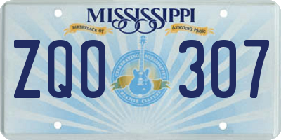MS license plate ZQO307