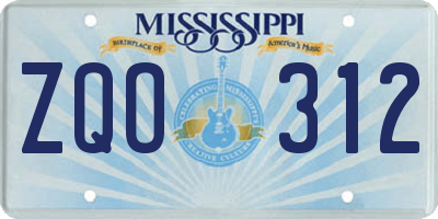 MS license plate ZQO312