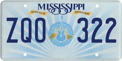 MS license plate ZQO322