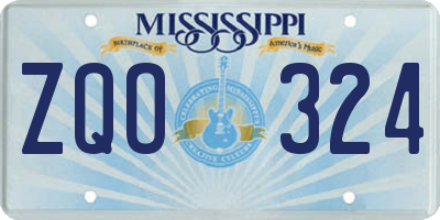 MS license plate ZQO324