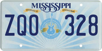 MS license plate ZQO328