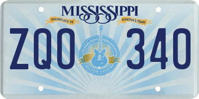 MS license plate ZQO340