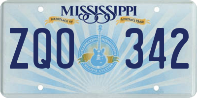 MS license plate ZQO342