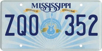 MS license plate ZQO352
