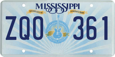 MS license plate ZQO361
