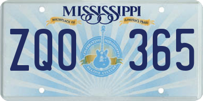 MS license plate ZQO365