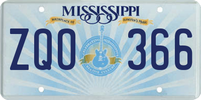 MS license plate ZQO366