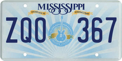 MS license plate ZQO367
