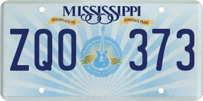 MS license plate ZQO373