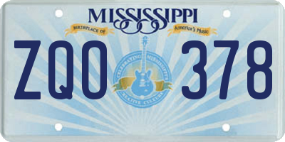 MS license plate ZQO378