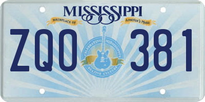 MS license plate ZQO381