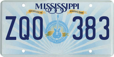 MS license plate ZQO383