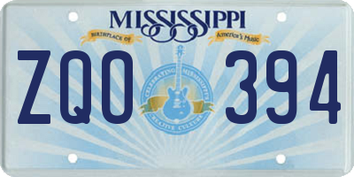 MS license plate ZQO394