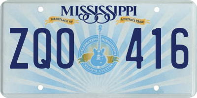 MS license plate ZQO416