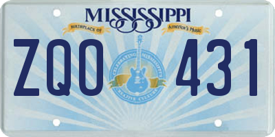MS license plate ZQO431