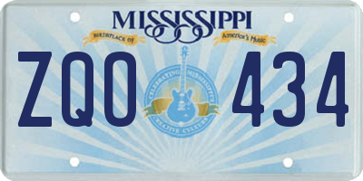 MS license plate ZQO434