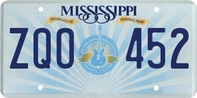 MS license plate ZQO452