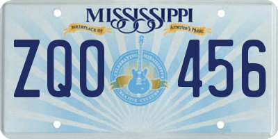 MS license plate ZQO456