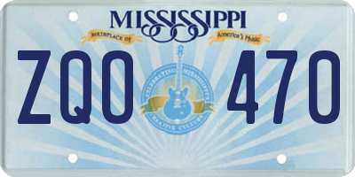 MS license plate ZQO470