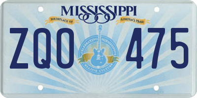 MS license plate ZQO475