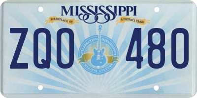 MS license plate ZQO480