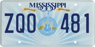 MS license plate ZQO481