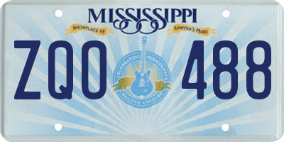 MS license plate ZQO488